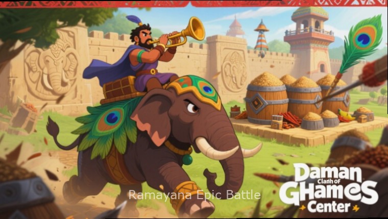 Ramayana Epic Battle Characters Various characters from Ramayana Epic Battle in a group scene